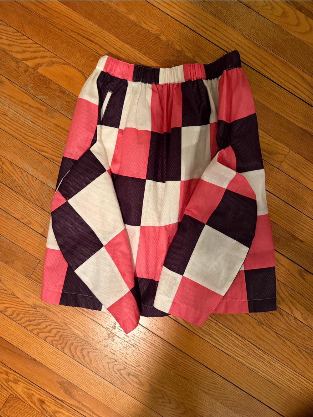 Comme des garçons Checkerboard skirt in Pink/orange , White & black